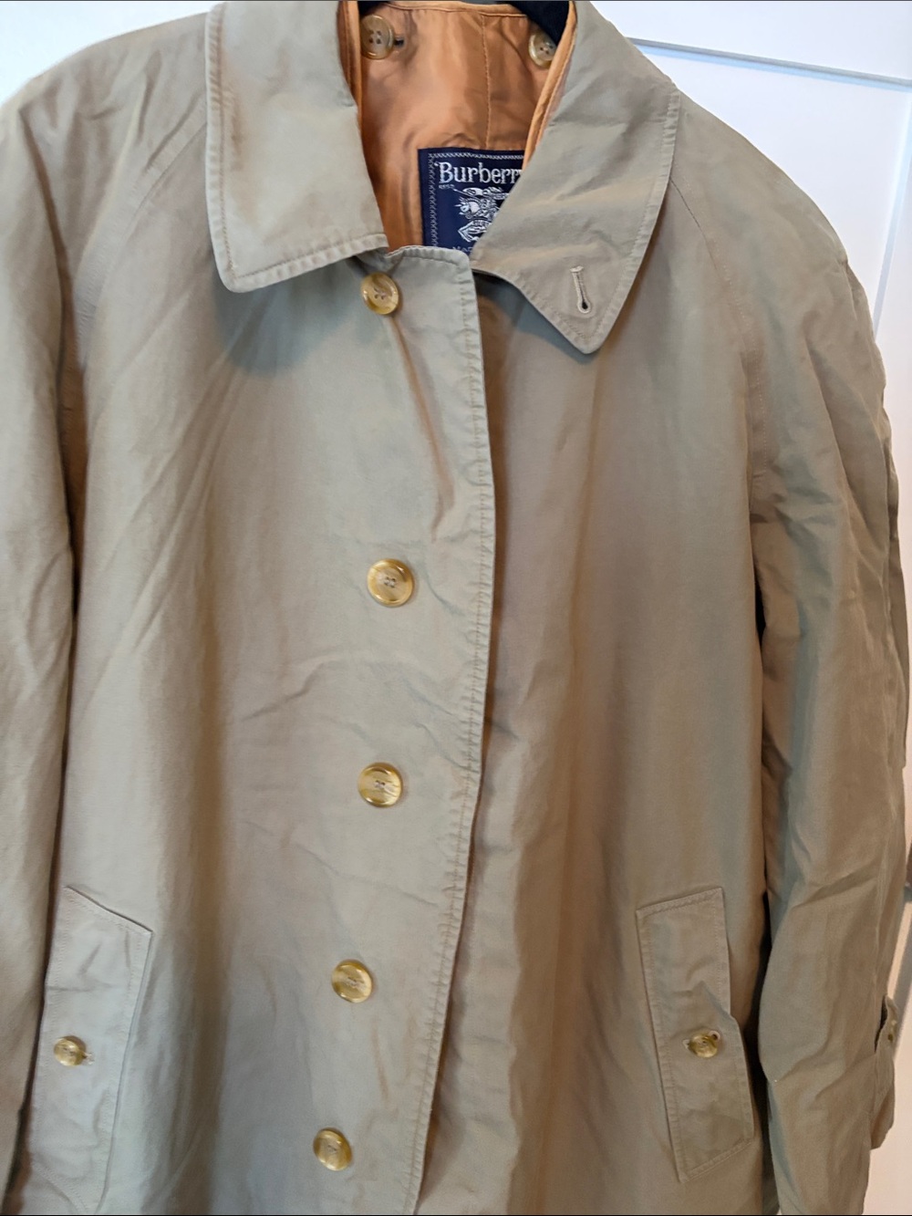 Vintage Burberry OliveGreen/Tan Trench Coat With Removable Wool Lining - Picture 4 of 16